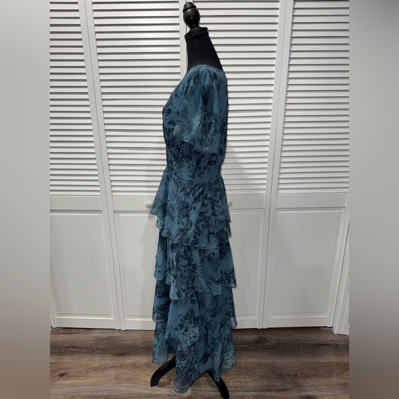 NWT 💙 ADOR Navy Floral Chiffon Elastic Waist Dress #15814645 Size Large - Picture 7 of 15